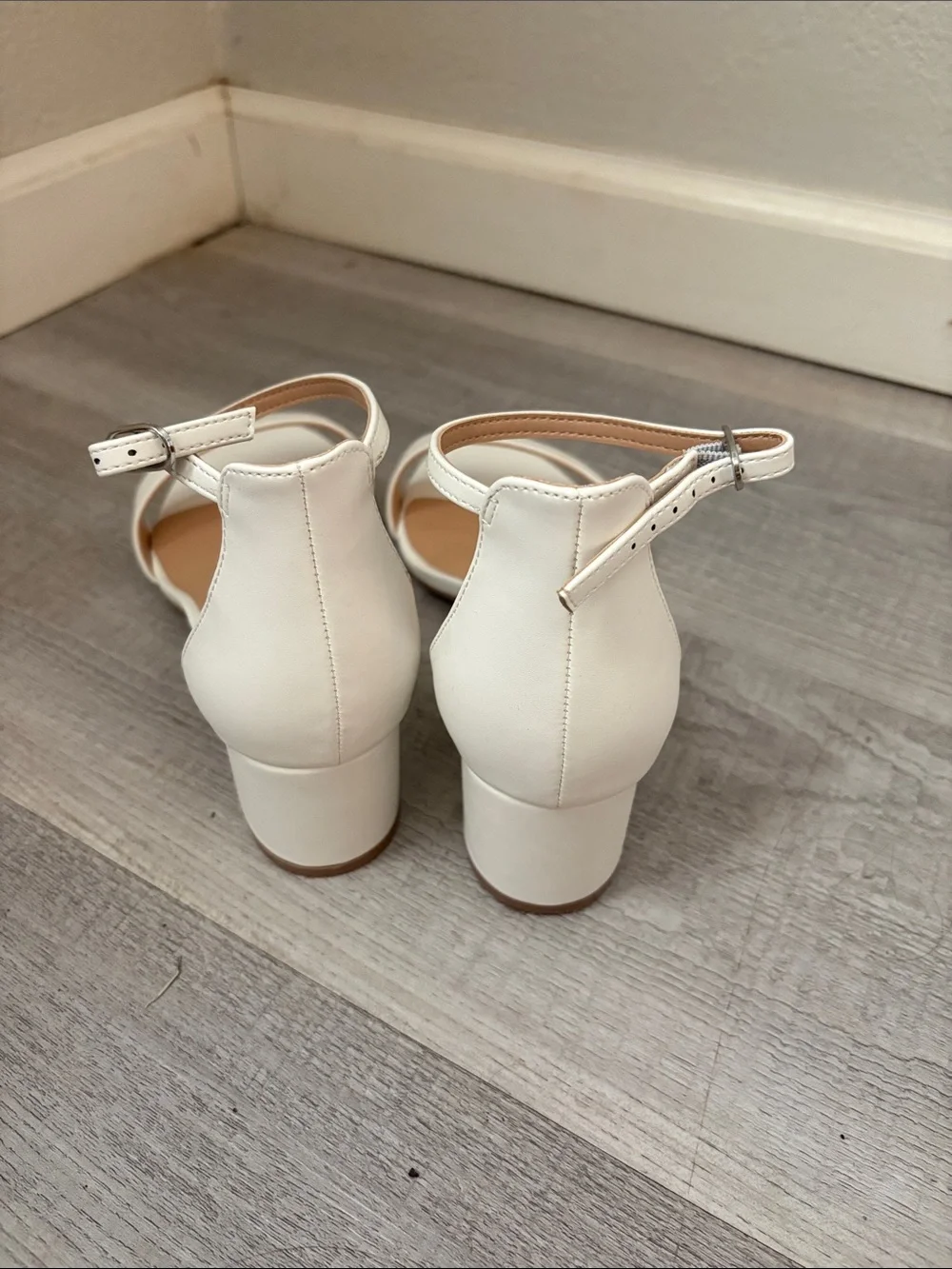 Lucky Brand White Ankle-Strap Block Heel Sandals